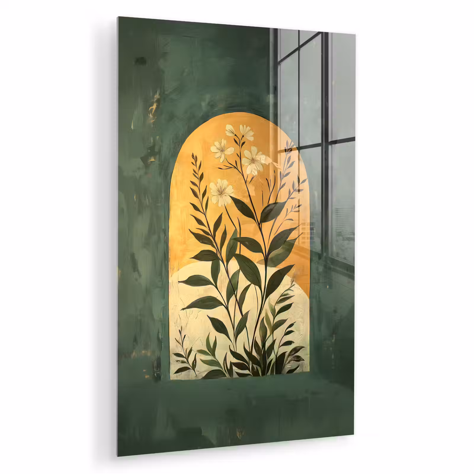 Glas schilderij - Plant - Bloemen - Wit — 1
