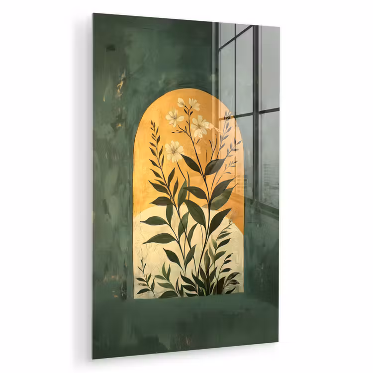 Glas schilderij - Plant - Bloemen - Wit — 1