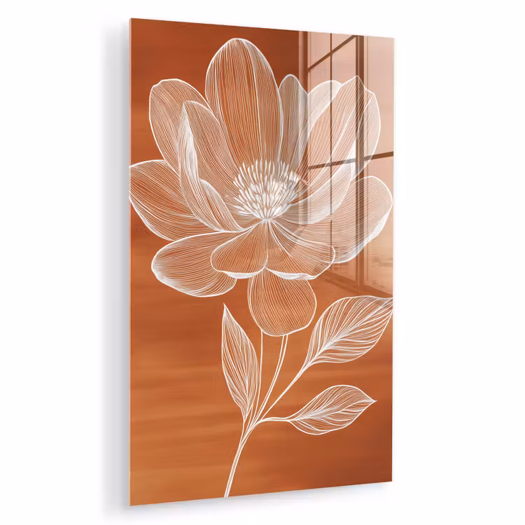 Glas schilderij - Bloem - Minimalistisch - Wit — 1