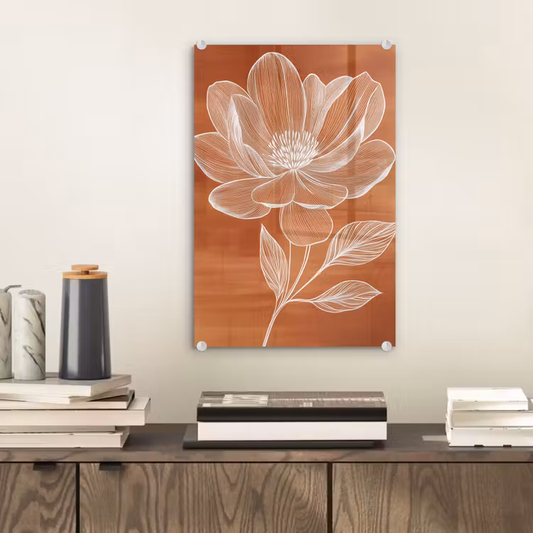 Glas schilderij - Bloem - Minimalistisch - Wit — 2