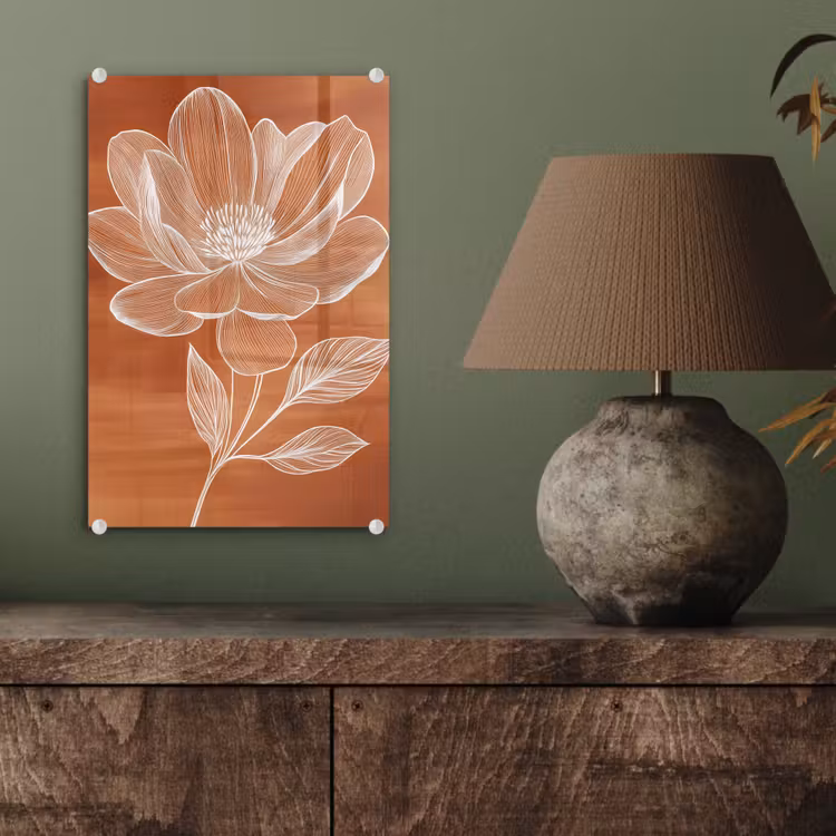 Glas schilderij - Bloem - Minimalistisch - Wit — 4