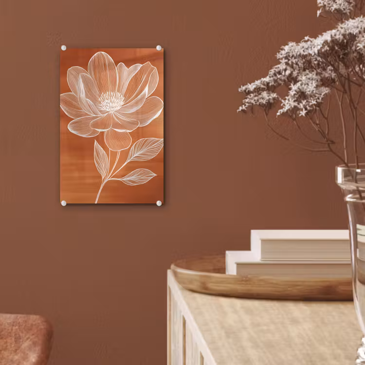 Glas schilderij - Bloem - Minimalistisch - Wit — 6