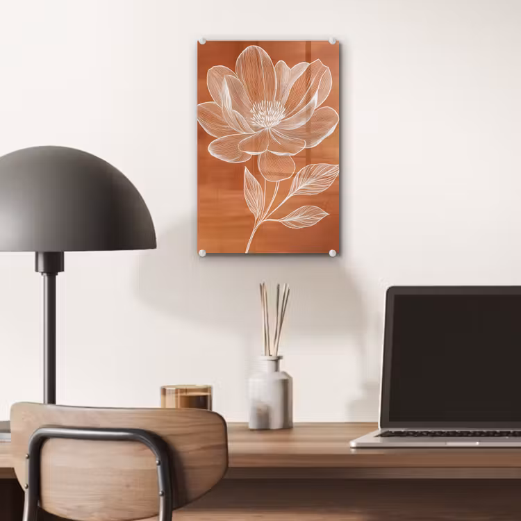 Glas schilderij - Bloem - Minimalistisch - Wit — 7