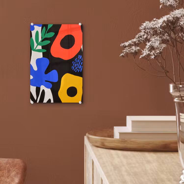 Glas schilderij - Bloemen - Bladeren - Abstract - Zwart — 6