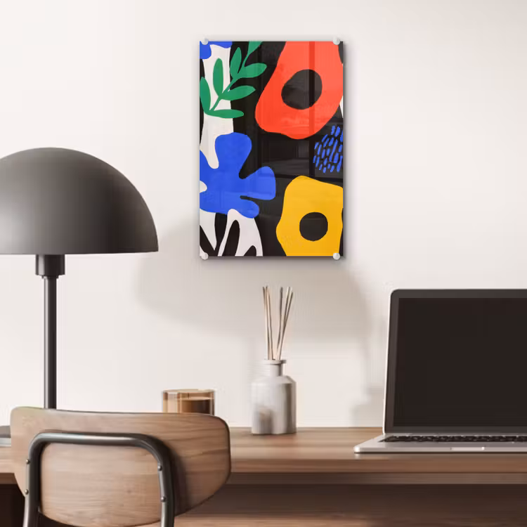 Glas schilderij - Bloemen - Bladeren - Abstract - Zwart — 7