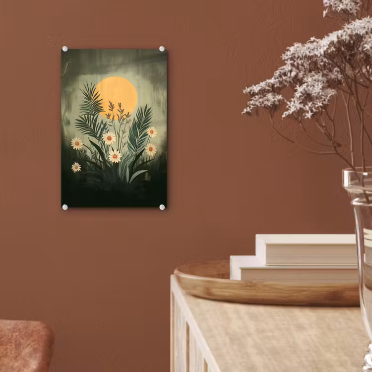 Glas schilderij - Bloemen - Bladeren - Zon - Groen — 6