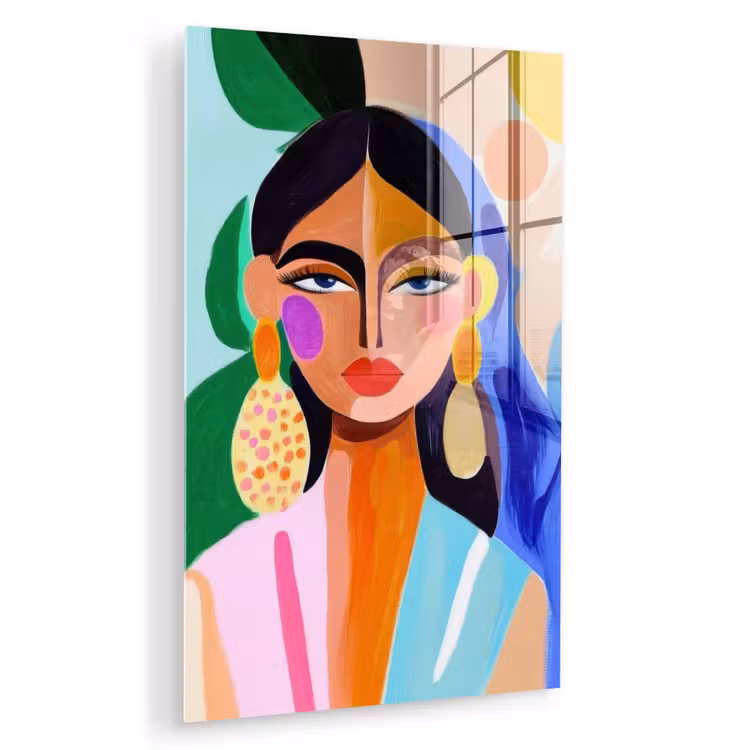 Glas schilderij - Portret - Vrouw - Modern — 1