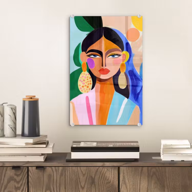 Glas schilderij - Portret - Vrouw - Modern — 2