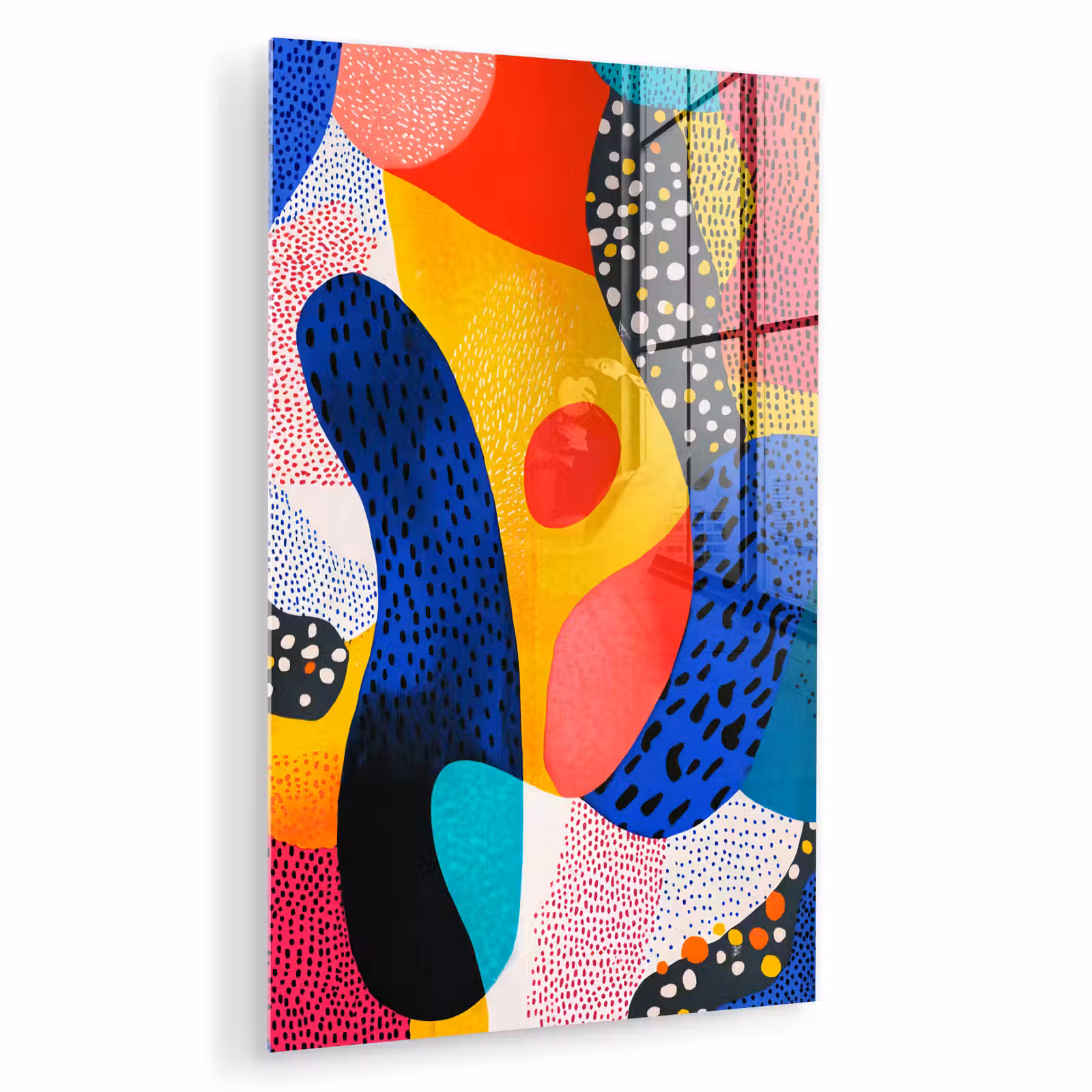 Glas schilderij - Vormen - Abstract - Stippels - Blauw — 1