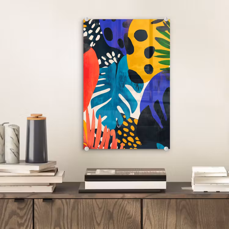 Glas schilderij - Bladeren - Vormen - Abstract - Kleurrijk — 2