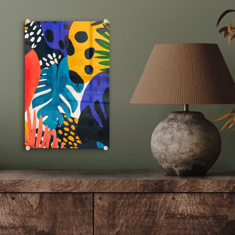Glas schilderij - Bladeren - Vormen - Abstract - Kleurrijk — 4