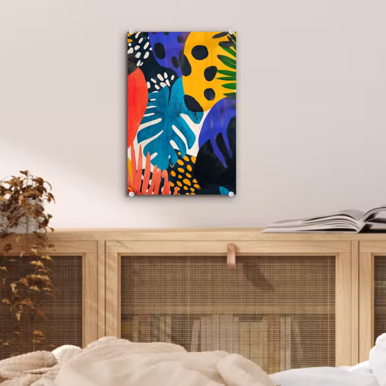 Glas schilderij - Bladeren - Vormen - Abstract - Kleurrijk — 5