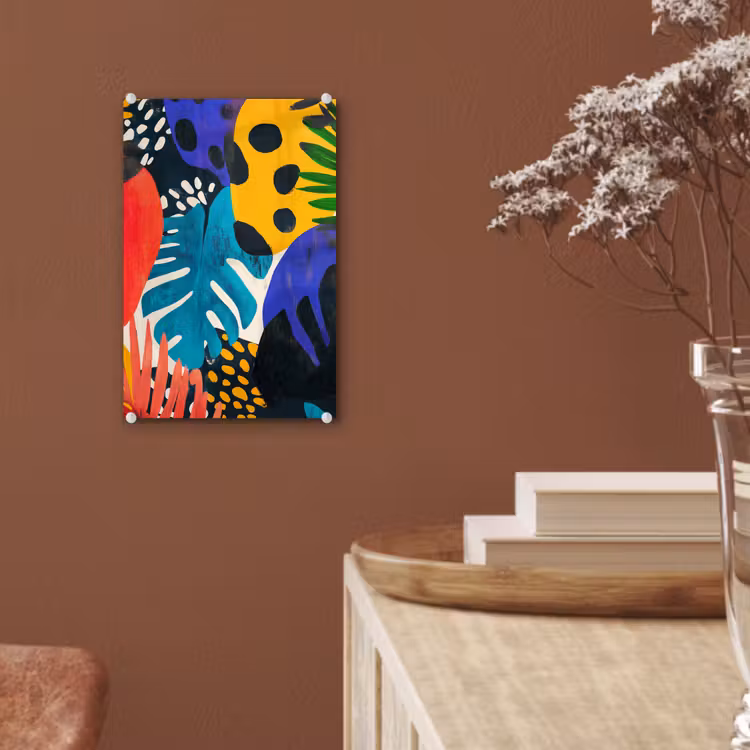 Glas schilderij - Bladeren - Vormen - Abstract - Kleurrijk — 6