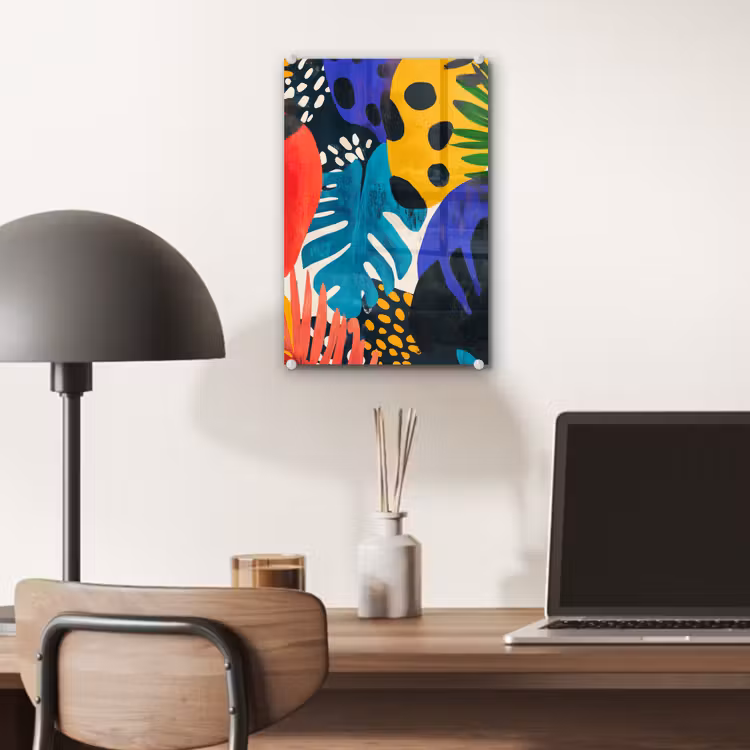Glas schilderij - Bladeren - Vormen - Abstract - Kleurrijk — 7