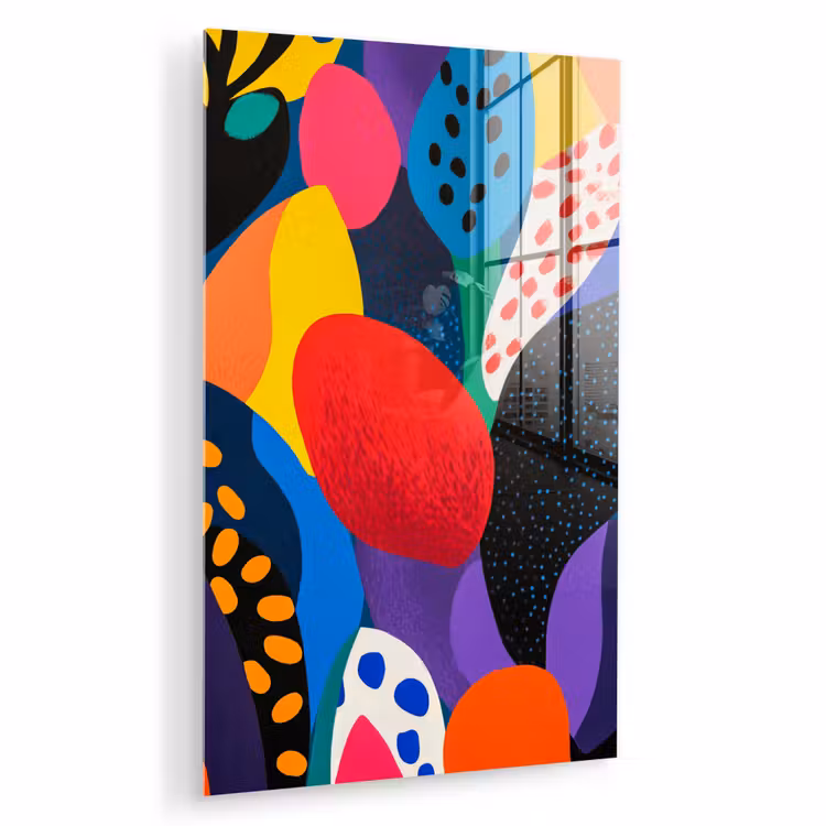 Glas schilderij - Bloemen - Bladeren - Abstract - Rood — 1