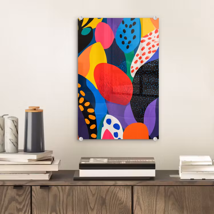 Glas schilderij - Bloemen - Bladeren - Abstract - Rood — 2