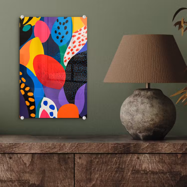 Glas schilderij - Bloemen - Bladeren - Abstract - Rood — 4