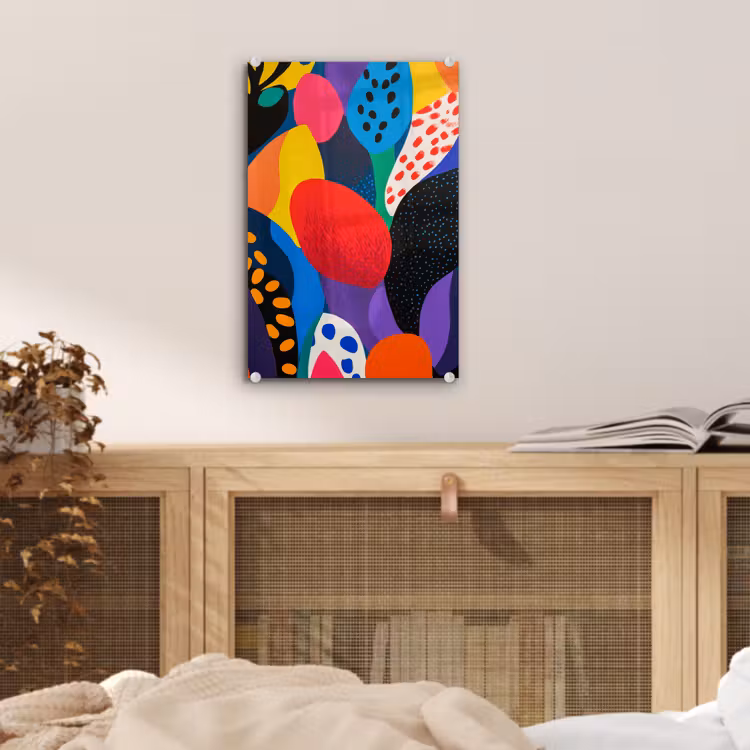 Glas schilderij - Bloemen - Bladeren - Abstract - Rood — 5