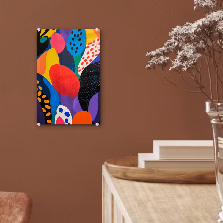 Glas schilderij - Bloemen - Bladeren - Abstract - Rood — 6