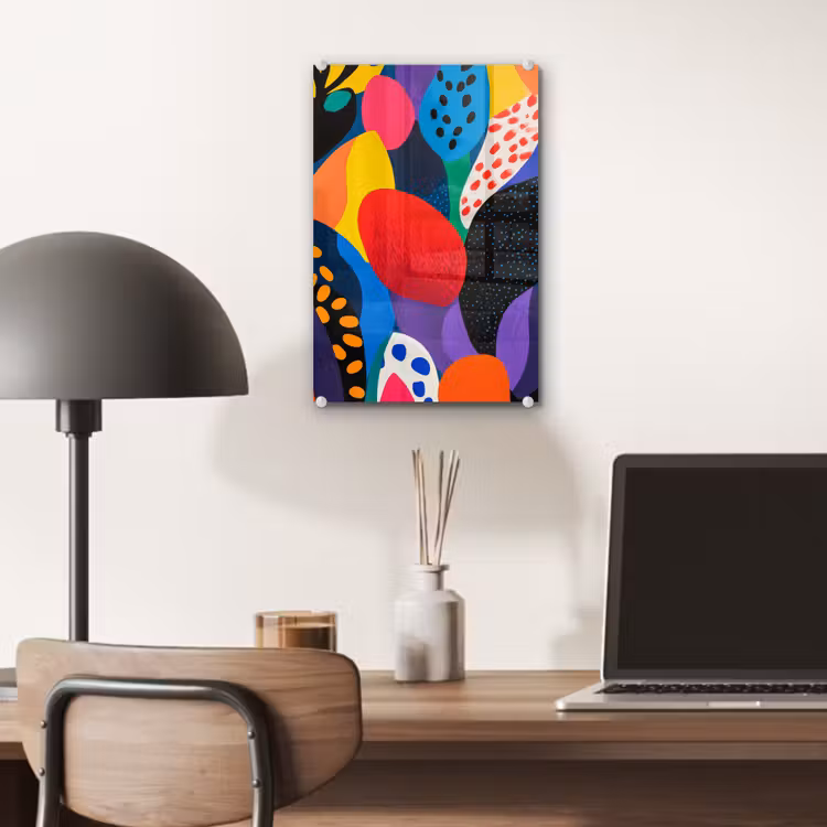 Glas schilderij - Bloemen - Bladeren - Abstract - Rood — 7
