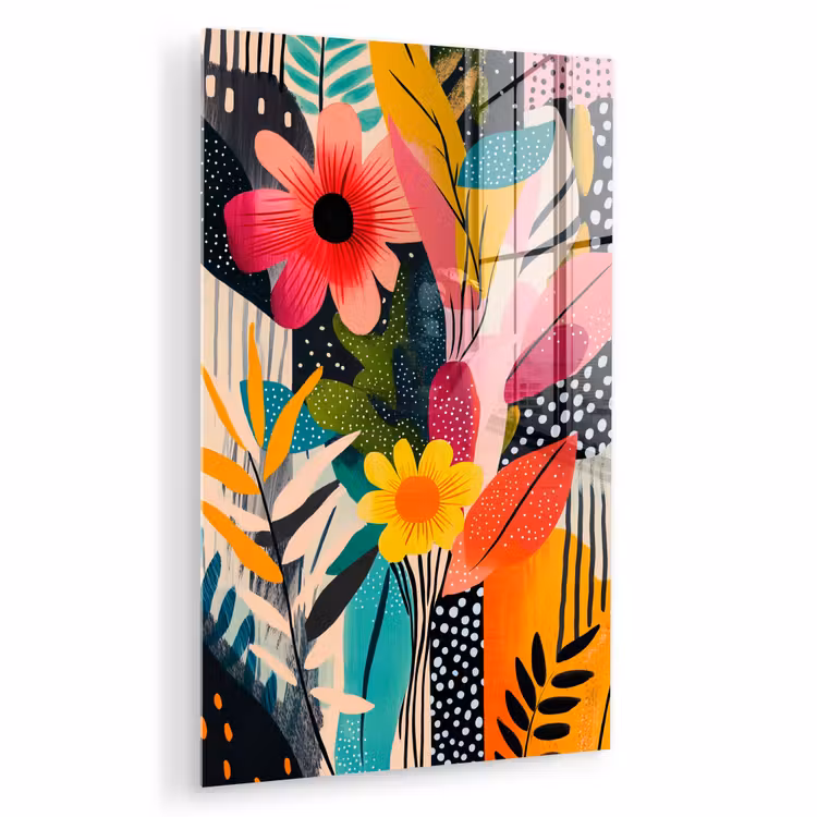 Glas schilderij - Schilderij - Abstract - Bloemen - Roze — 1