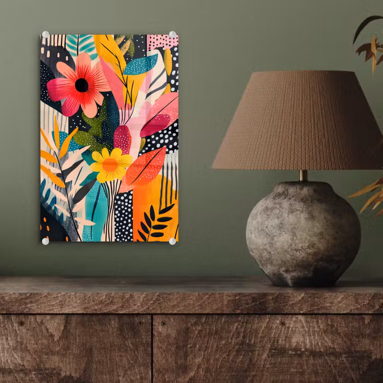 Glas schilderij - Schilderij - Abstract - Bloemen - Roze — 4