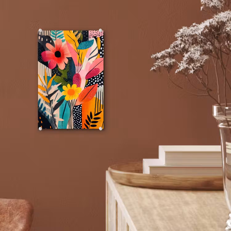 Glas schilderij - Schilderij - Abstract - Bloemen - Roze — 6