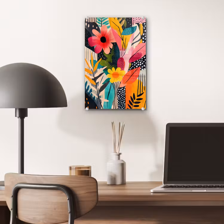 Glas schilderij - Schilderij - Abstract - Bloemen - Roze — 7