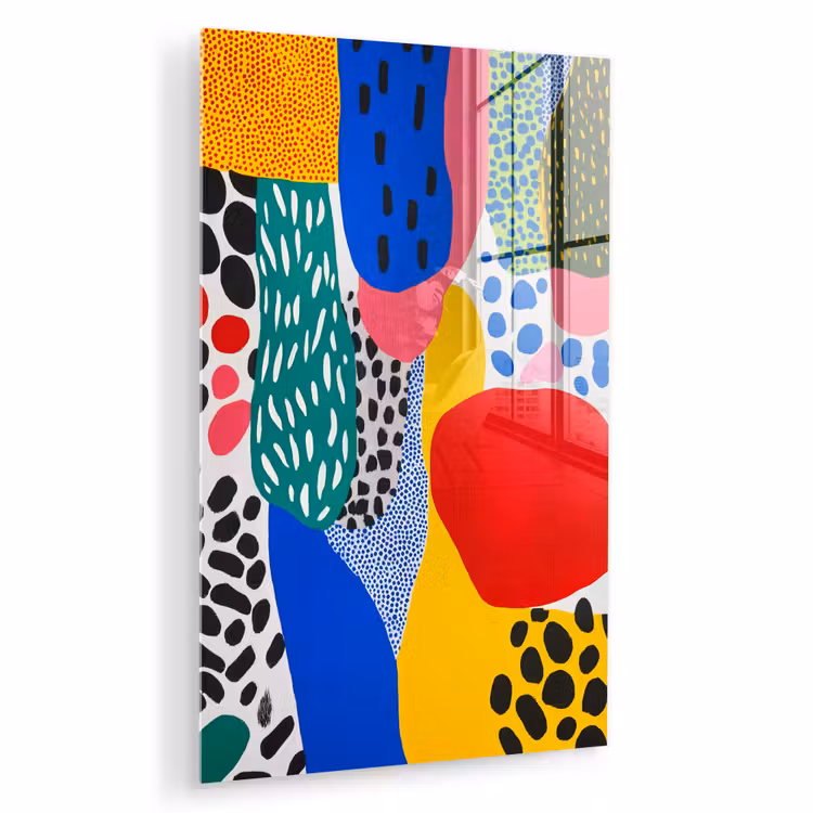 Glas schilderij - Stippen - Vormen - Modern - Kleuren — 1