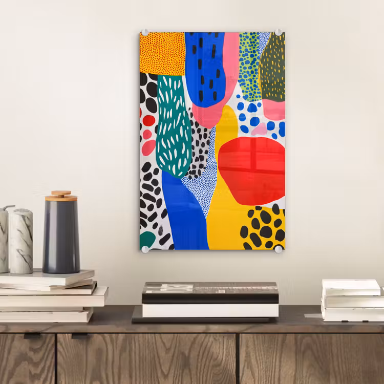 Glas schilderij - Stippen - Vormen - Modern - Kleuren — 2
