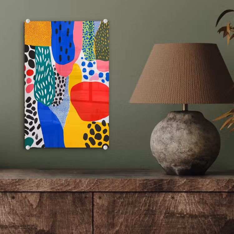 Glas schilderij - Stippen - Vormen - Modern - Kleuren — 4