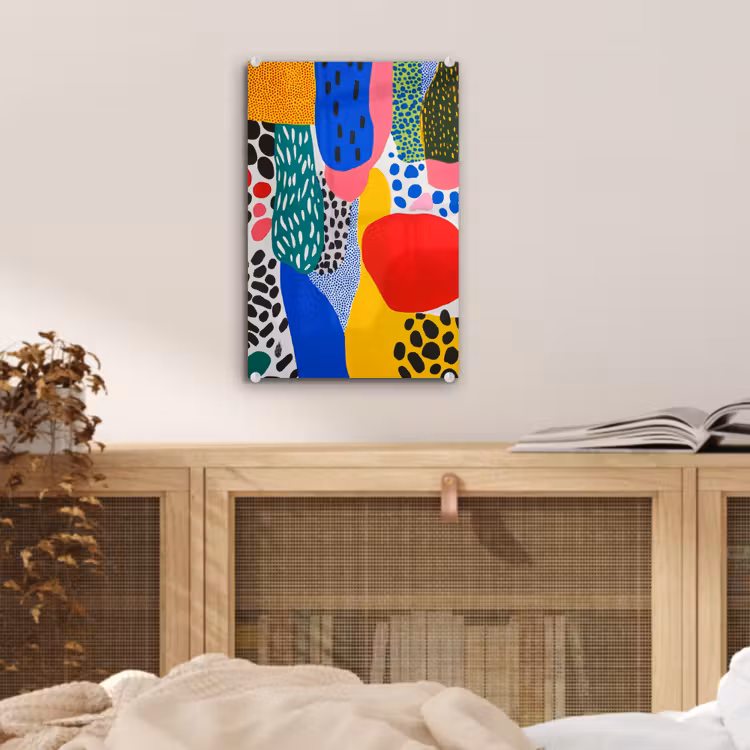 Glas schilderij - Stippen - Vormen - Modern - Kleuren — 5