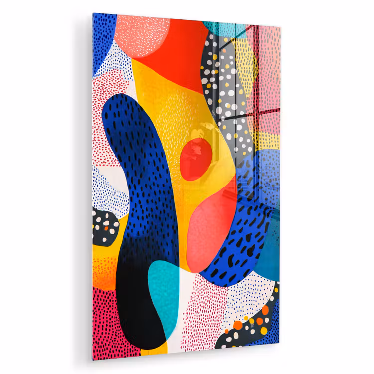 Glas schilderij - Vormen - Abstract - Stippels - Blauw — 1