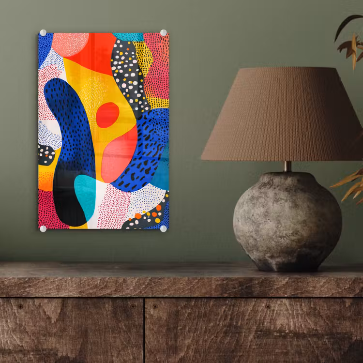 Glas schilderij - Vormen - Abstract - Stippels - Blauw — 4