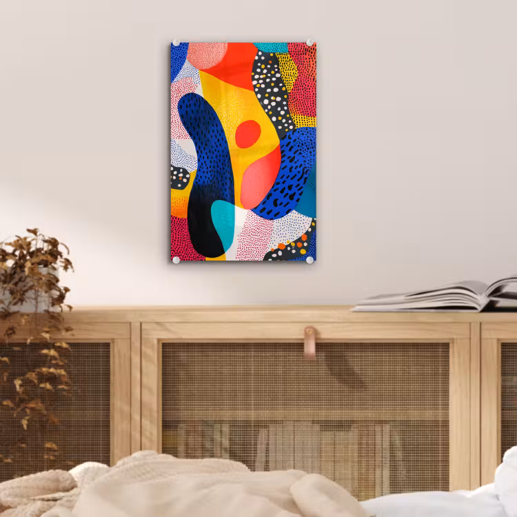 Glas schilderij - Vormen - Abstract - Stippels - Blauw — 5