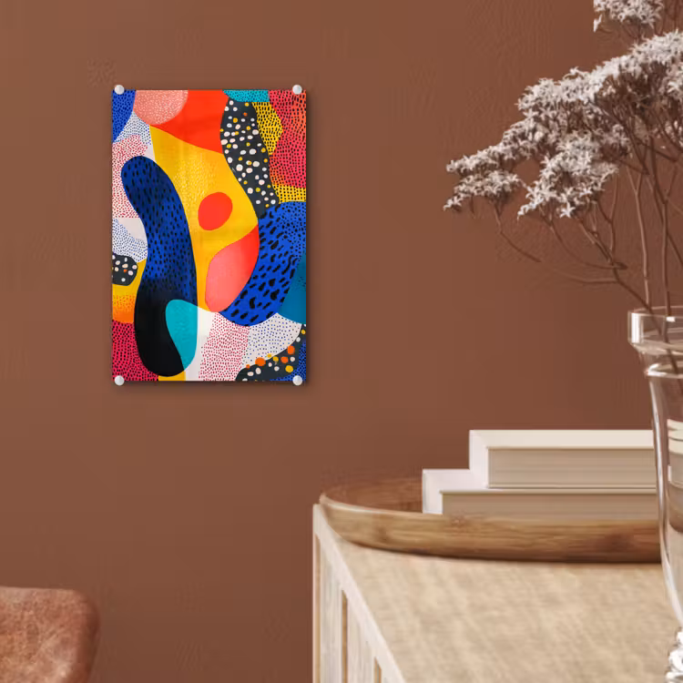 Glas schilderij - Vormen - Abstract - Stippels - Blauw — 6