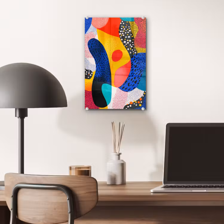 Glas schilderij - Vormen - Abstract - Stippels - Blauw — 7