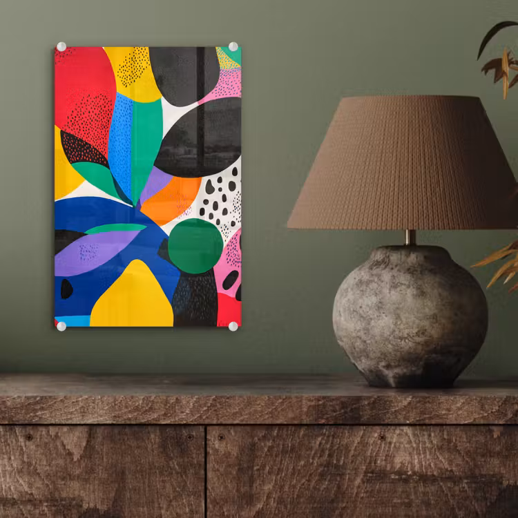 Glas schilderij - Vormen - Stippen - Kleurrijk — 4