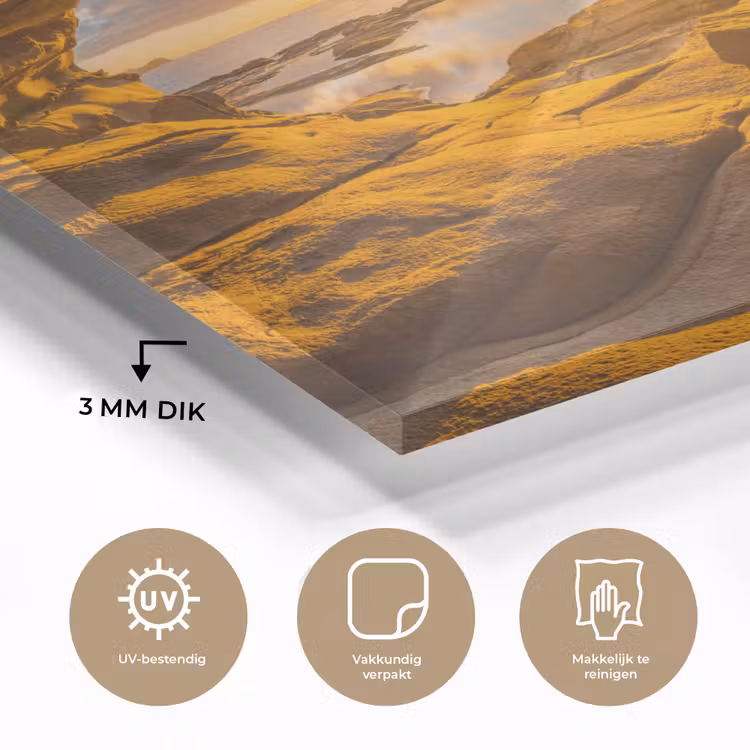 Glas schilderij - Grot - Zee - Horizon - Zonsondergang — 3