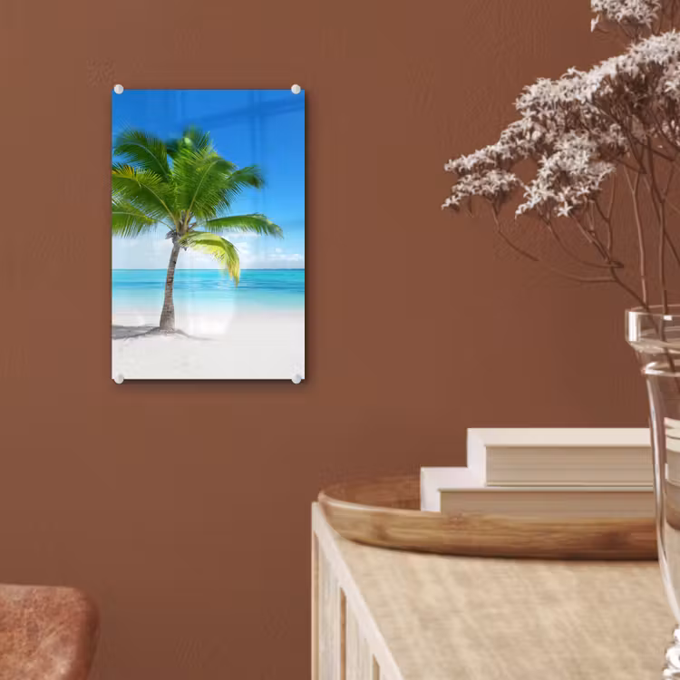 Glas schilderij - Palmboom - Strand - Zee - Zomer — 6
