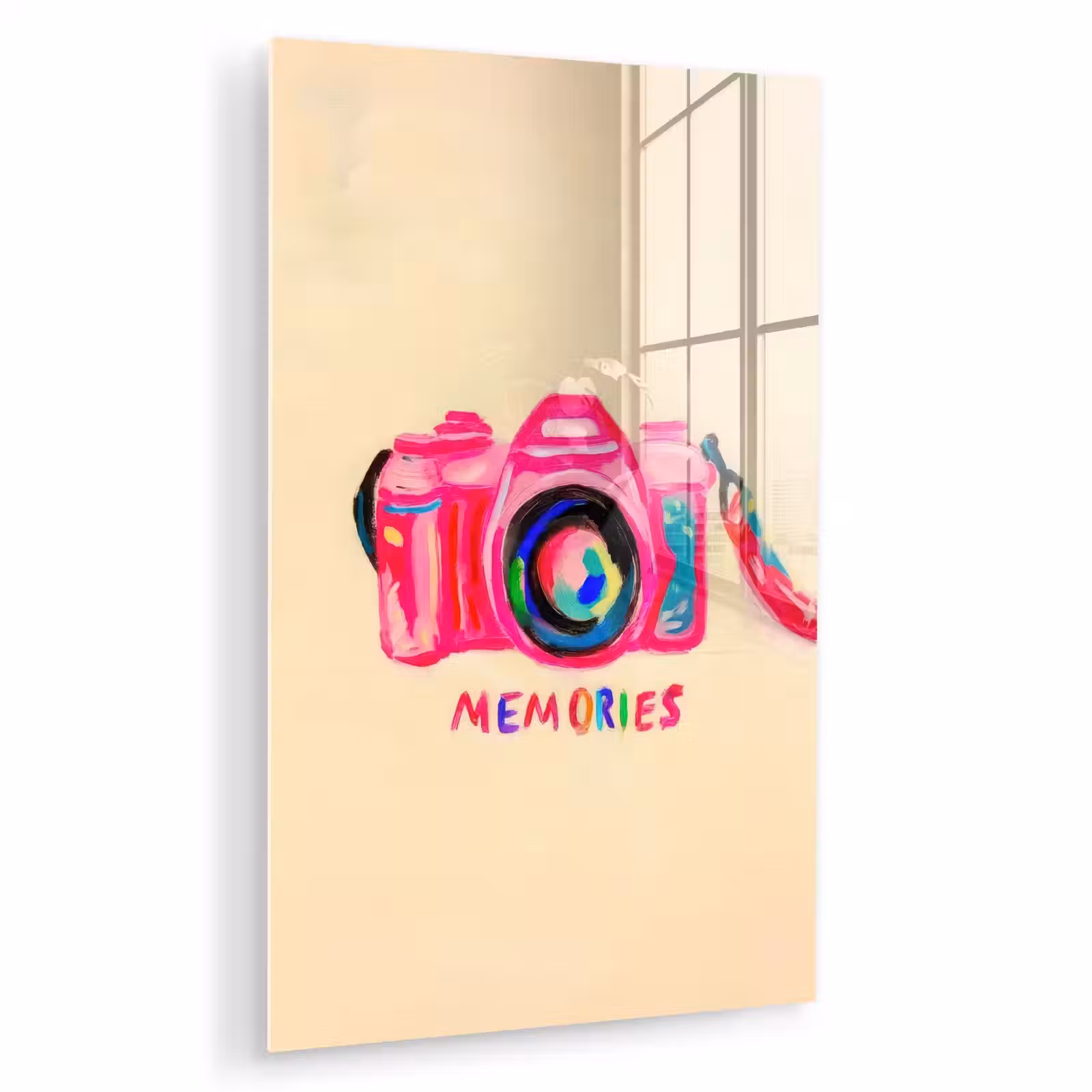 Glas schilderij - Camera - Memories - Roze - Geschilderd — 1