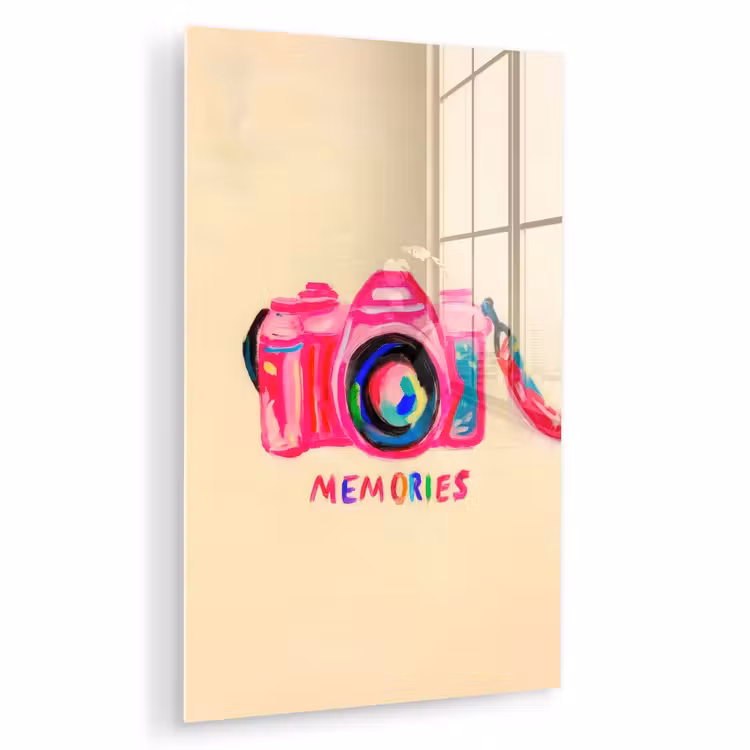 Glas schilderij - Camera - Memories - Roze - Geschilderd — 1