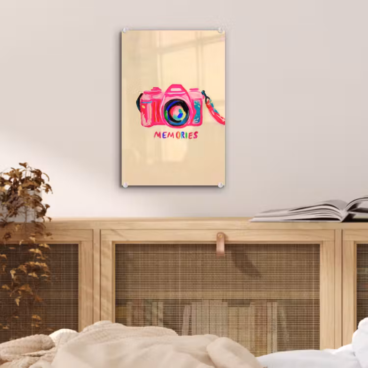 Glas schilderij - Camera - Memories - Roze - Geschilderd — 5