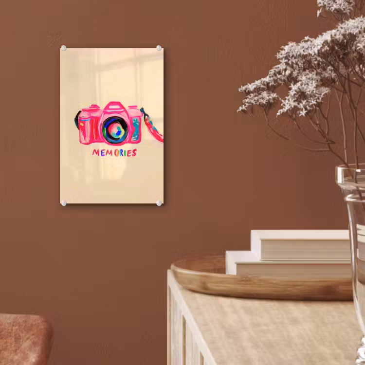 Glas schilderij - Camera - Memories - Roze - Geschilderd — 6