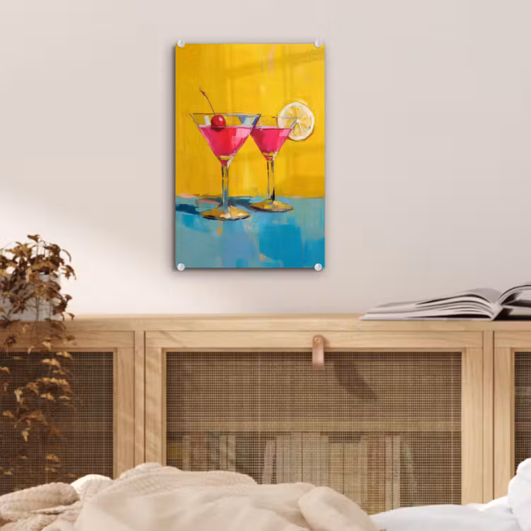 Glas schilderij - Glazen - Cocktail - Citroen - Kers — 5