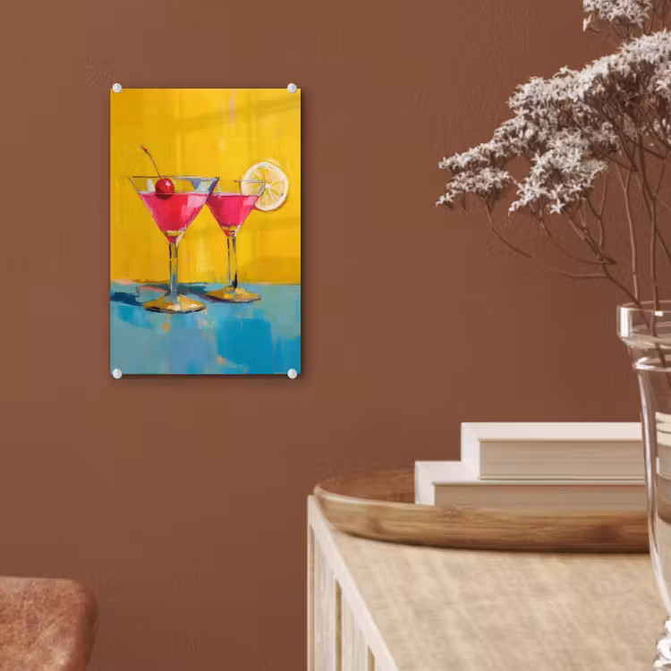 Glas schilderij - Glazen - Cocktail - Citroen - Kers — 6