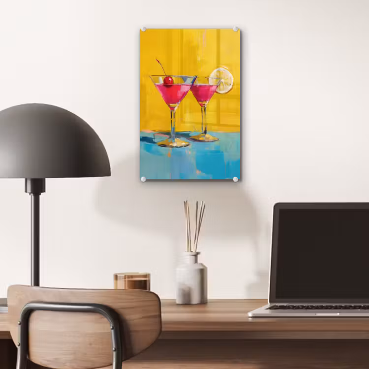 Glas schilderij - Glazen - Cocktail - Citroen - Kers — 7