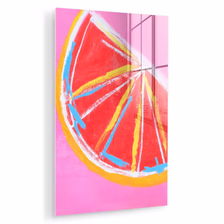 Glas schilderij - Grapefruit - Geschilderd - Roze - Strepen — 1