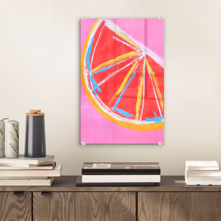 Glas schilderij - Grapefruit - Geschilderd - Roze - Strepen — 2