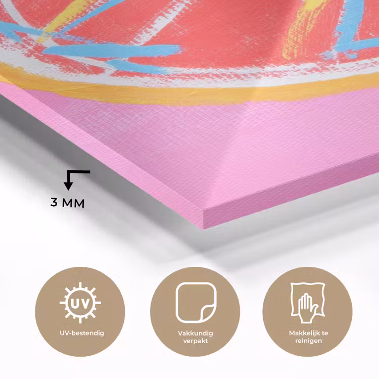 Glas schilderij - Grapefruit - Geschilderd - Roze - Strepen — 3